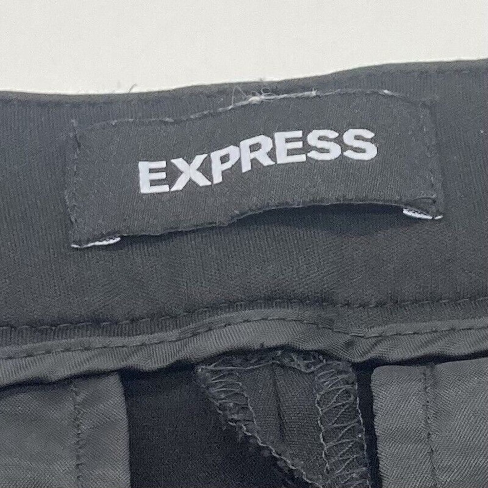 Express Dress Pants Womens 4R Stretch Columnist Ankle Ruffle Mid Rise Black - Picture 3 of 12